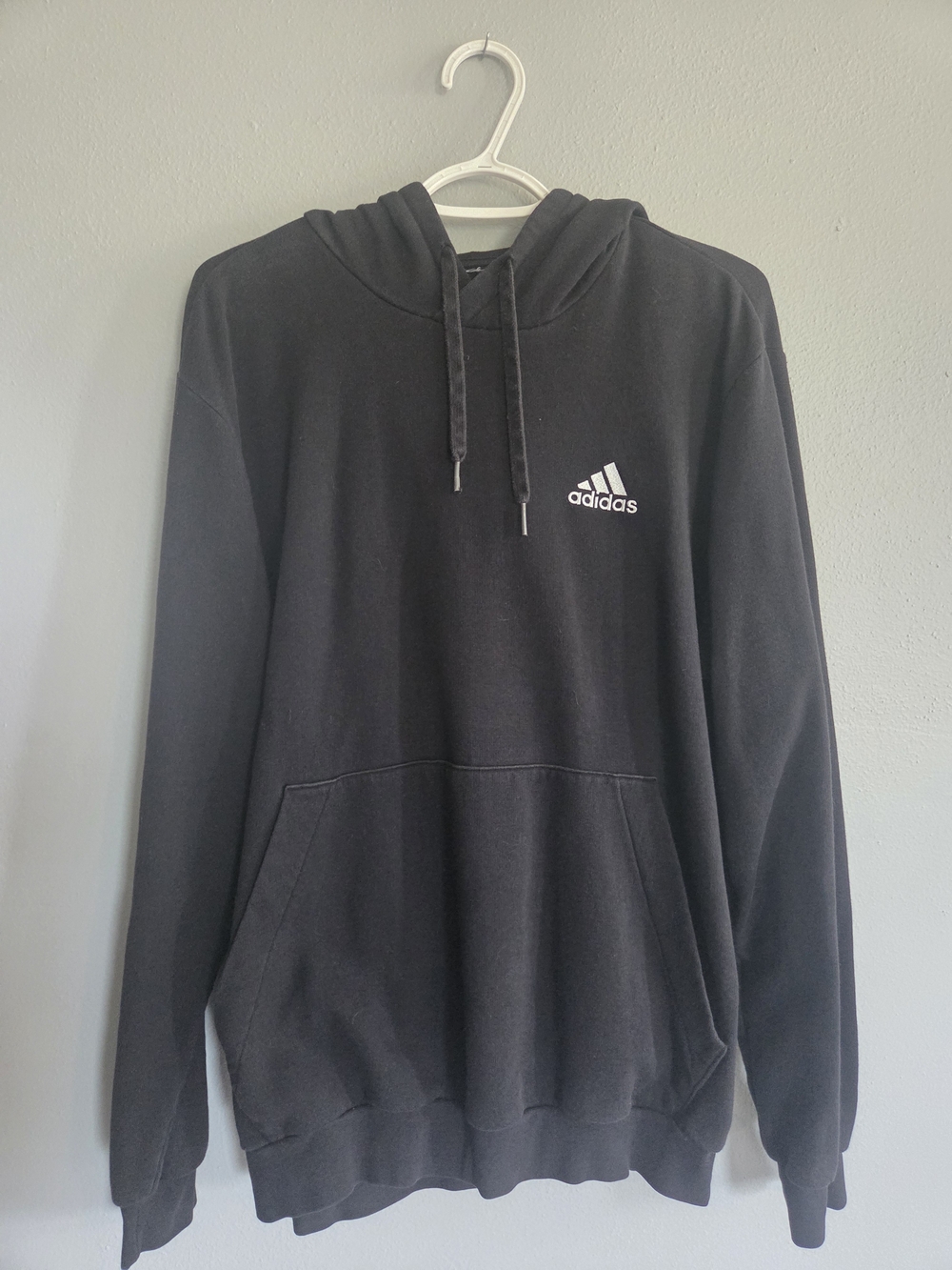 adidas Black Pullover Hoodie with White Logo
